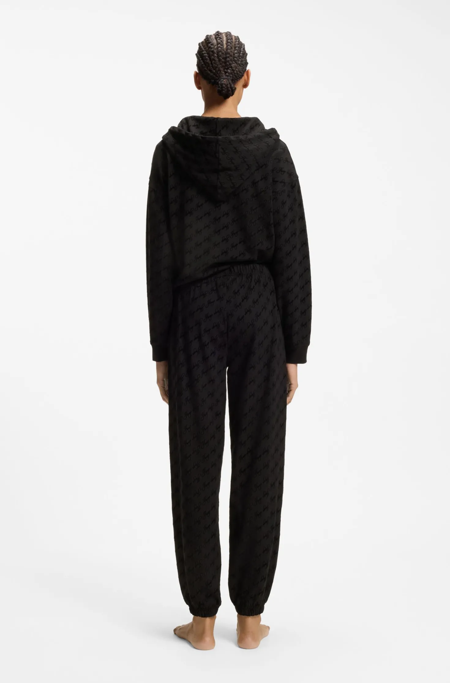 Relaxed-fit tracksuit bottoms with flocked-logo print
