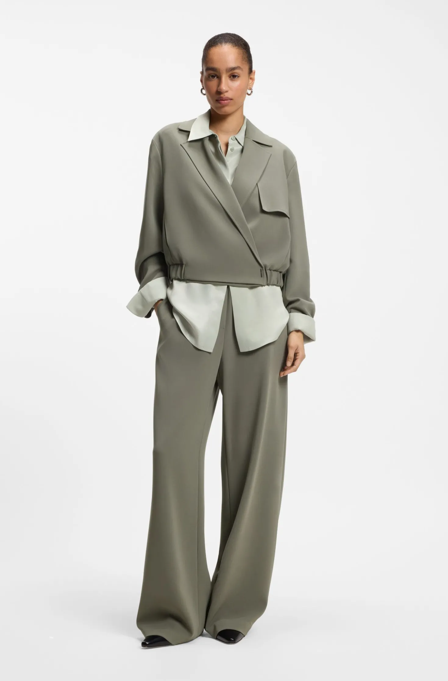 Relaxed-fit trousers in anti-static Japanese crepe