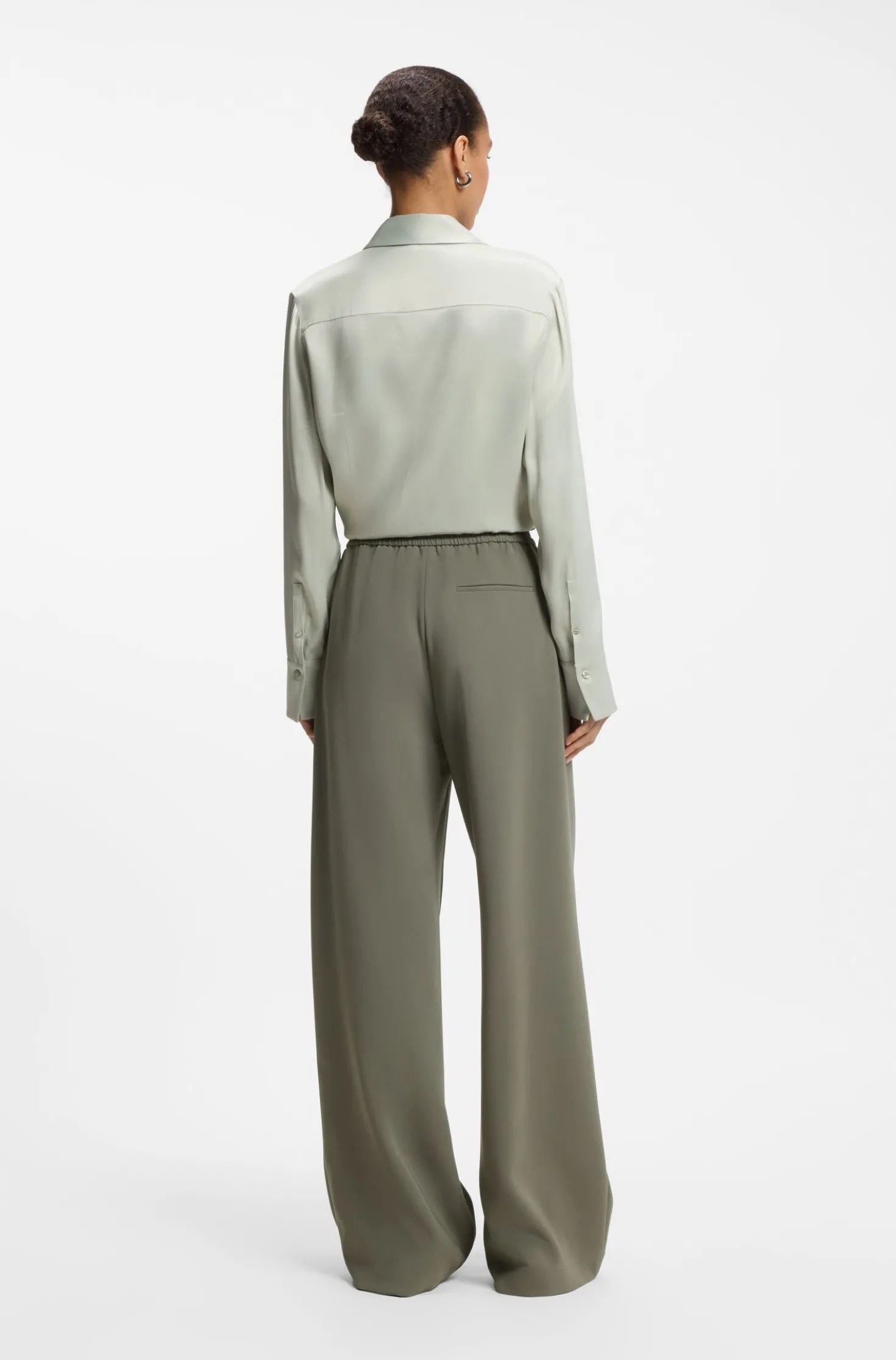 Relaxed-fit trousers in anti-static Japanese crepe