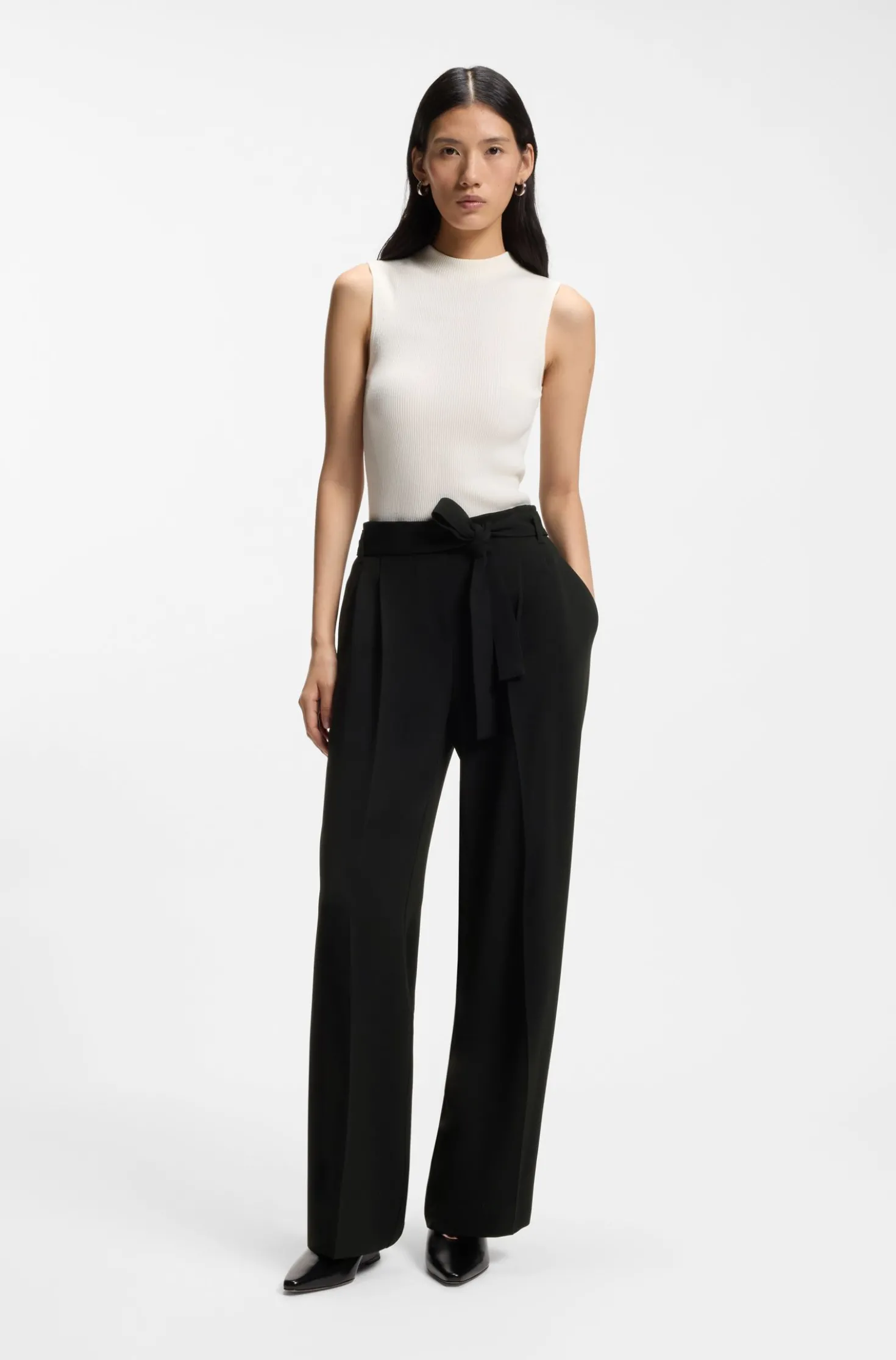 Relaxed-fit trousers in Japanese crepe