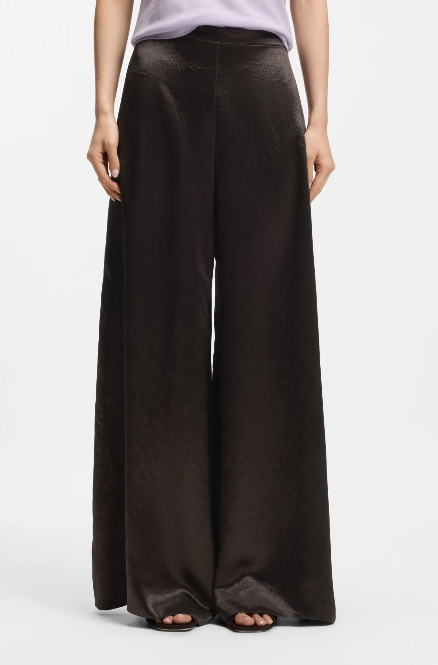 Relaxed-fit trousers in lustrous twill