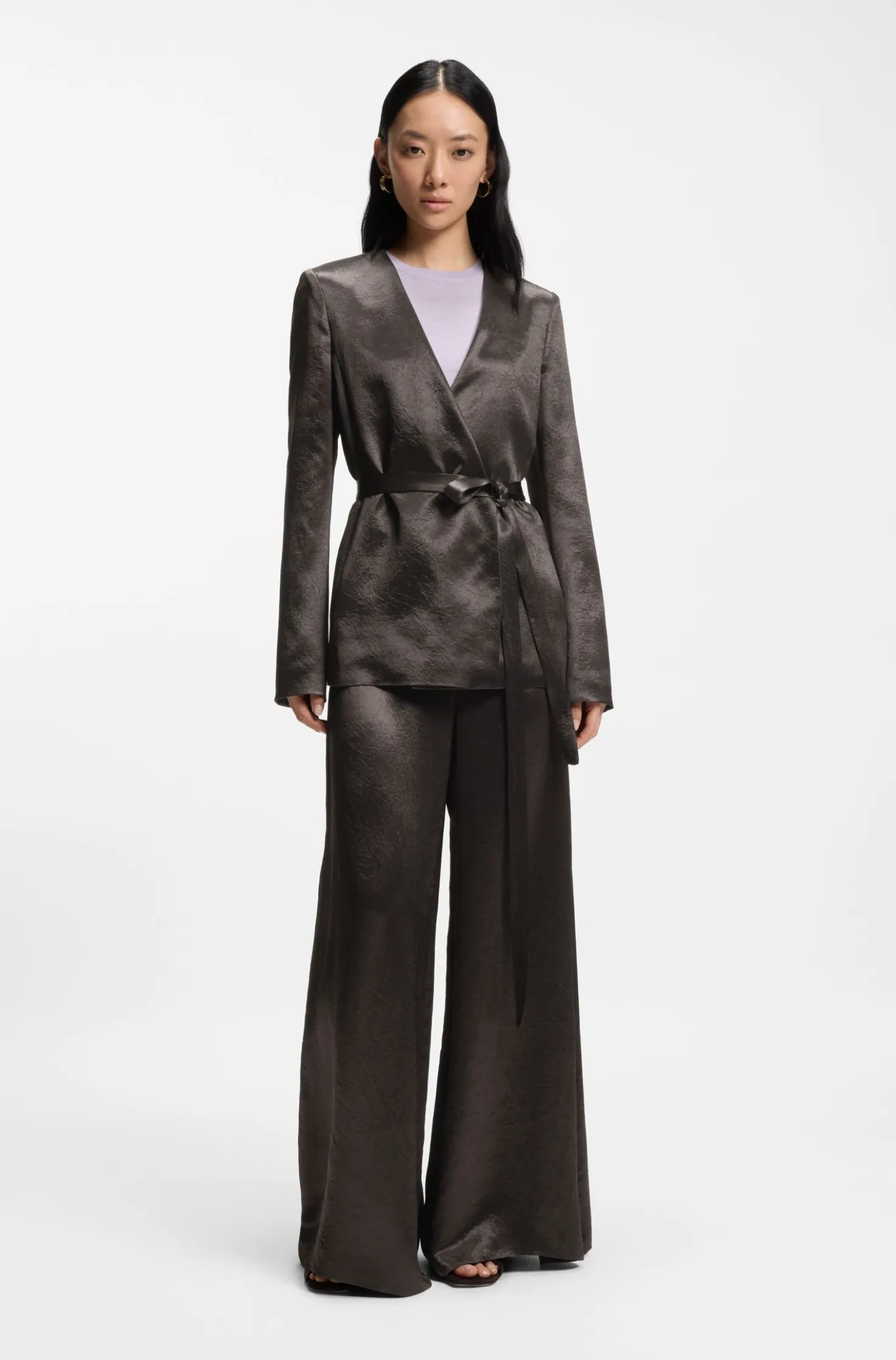 Relaxed-fit trousers in lustrous twill