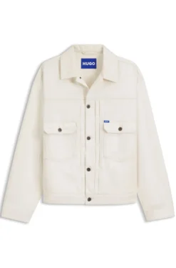 Relaxed-fit trucker jacket in ecru denim