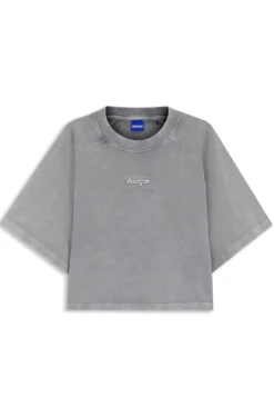 Relaxed-fit T-shirt in cotton terry with embossed logo