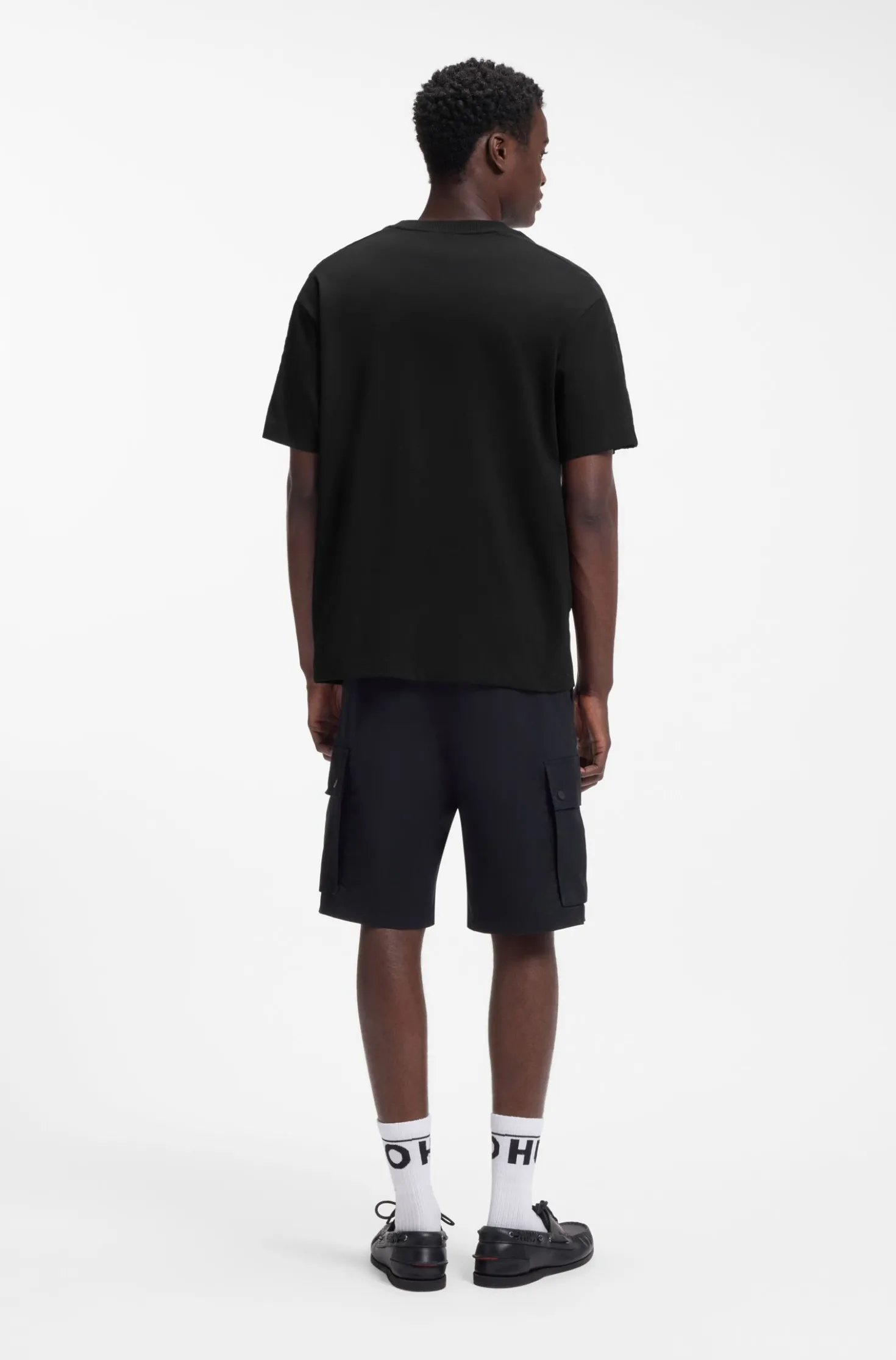 Relaxed-fit T-shirt in interlock cotton with embroidered shoulders