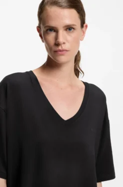 Relaxed-fit V-neck T-shirt in stretch jersey