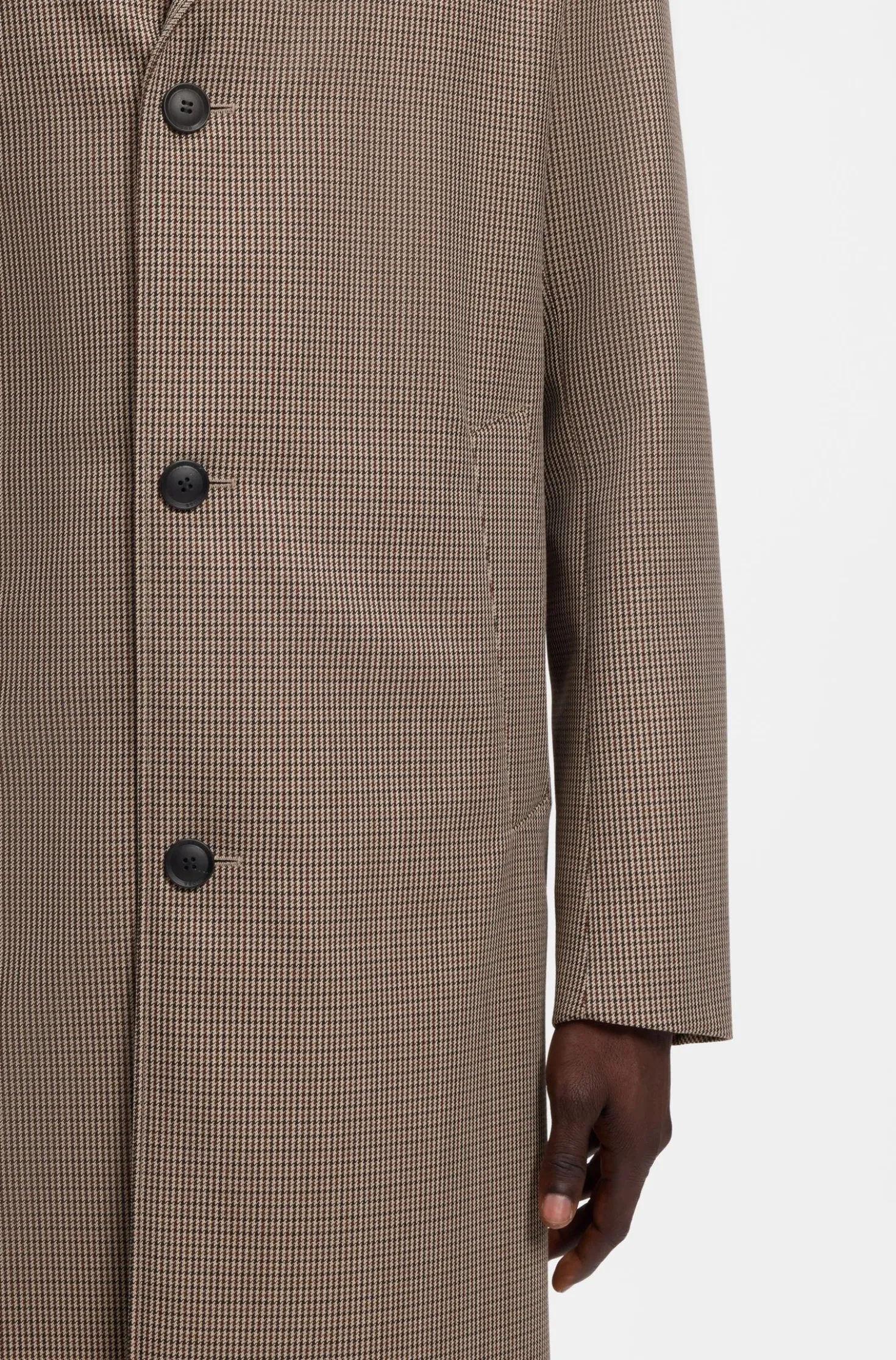 Relaxed-fit water-repellent coat in houndstooth virgin wool
