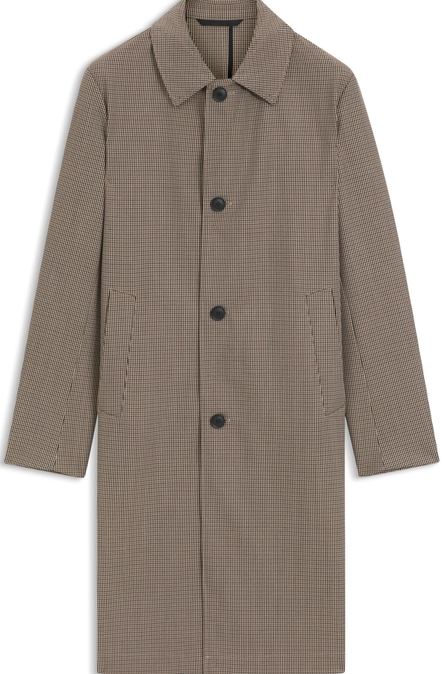 Relaxed-fit water-repellent coat in houndstooth virgin wool
