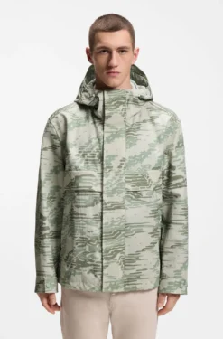 Relaxed-fit water-repellent jacket in printed ripstop fabric