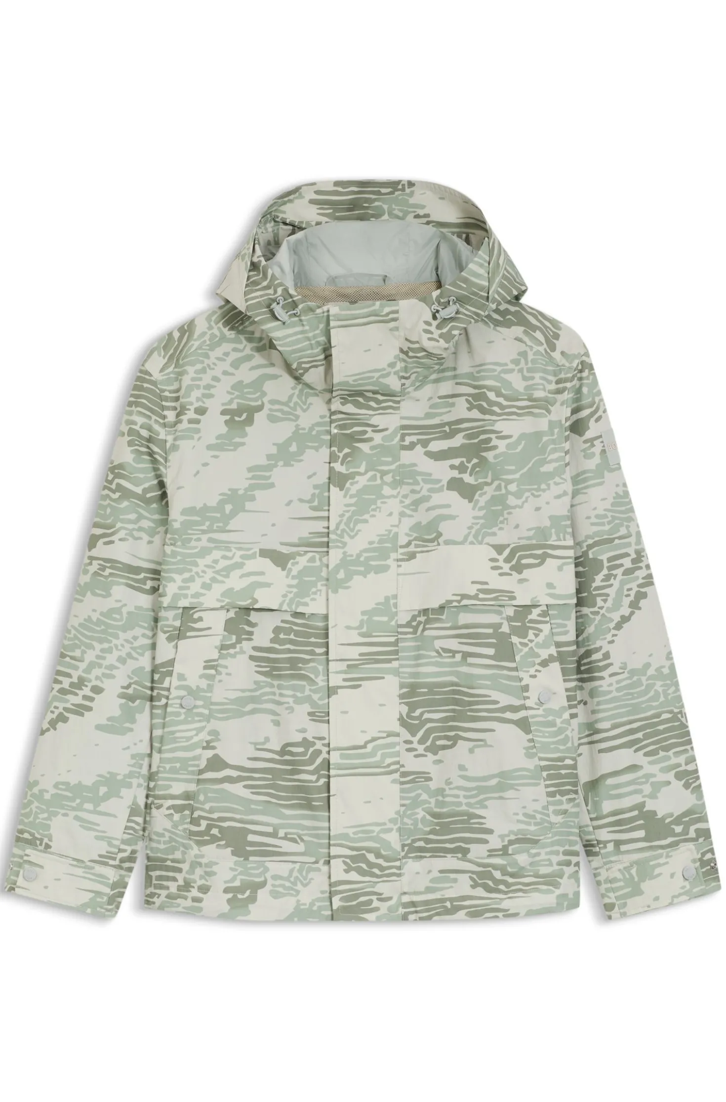 Relaxed-fit water-repellent jacket in printed ripstop fabric