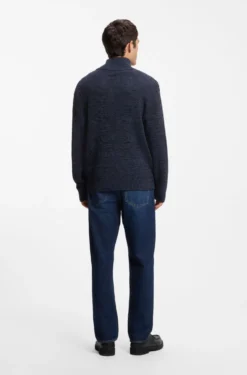 Relaxed-fit zip-neck sweater with mouliné texture