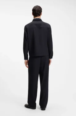 Relaxed-fit zip-up jacket in patterned virgin wool