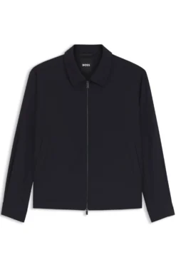 Relaxed-fit zip-up jacket in patterned virgin wool