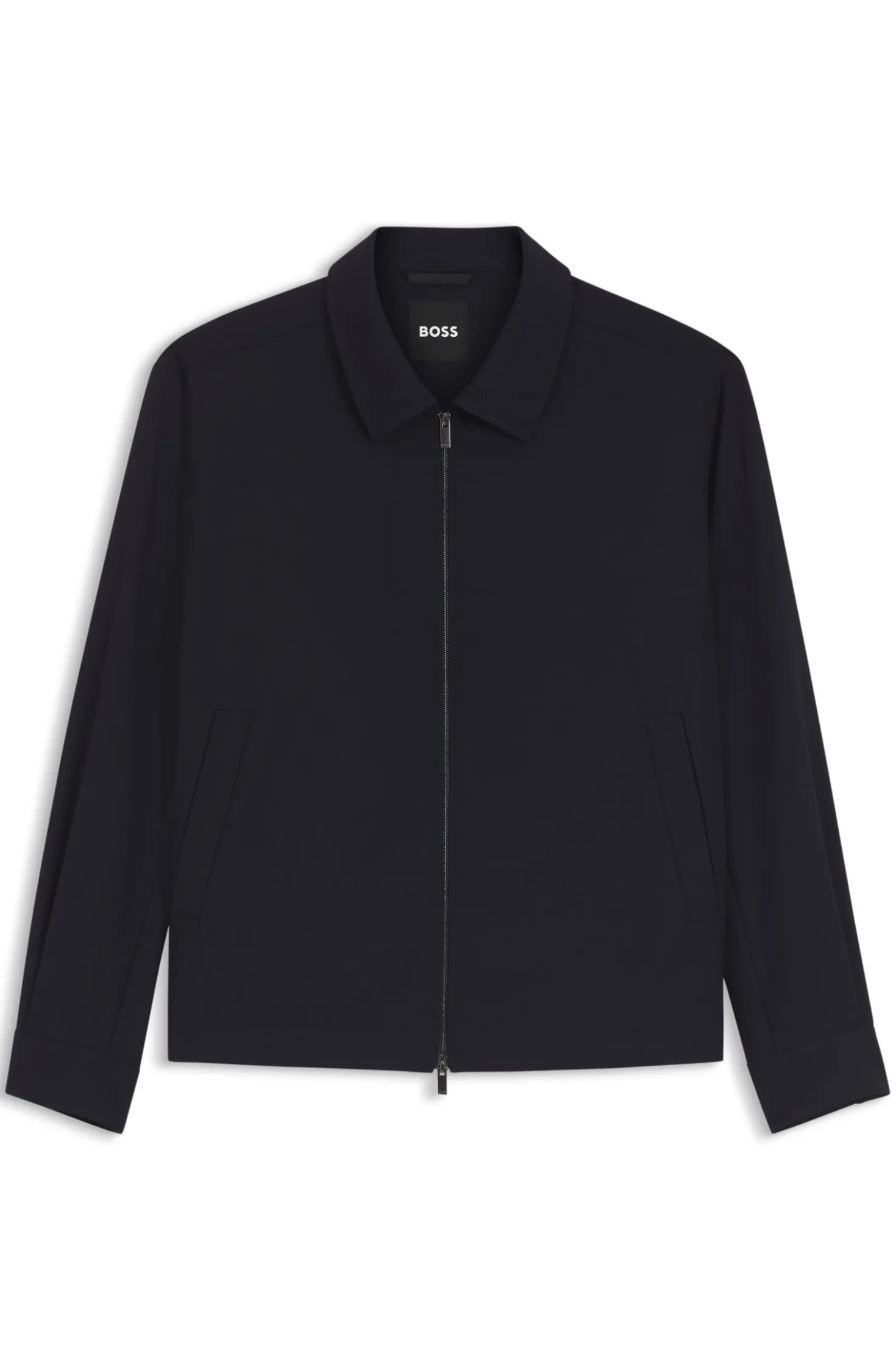 Relaxed-fit zip-up jacket in patterned virgin wool