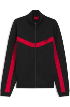 Relaxed-fit zip-up sweatshirt with chevron tape