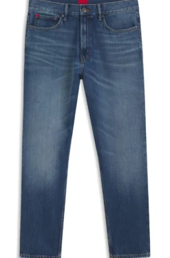 Relaxed-tapered-fit jeans in blue denim