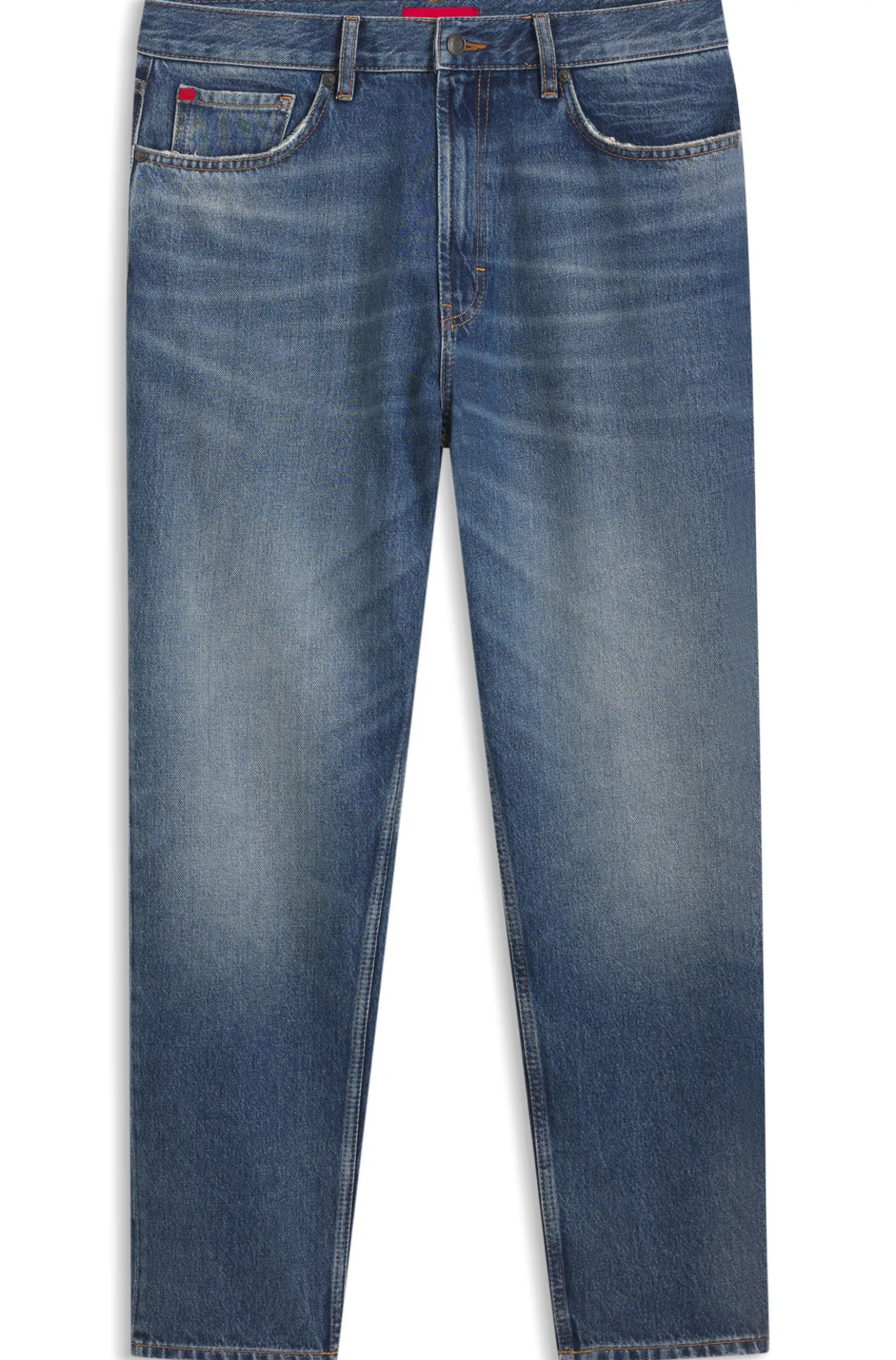 Relaxed-tapered-fit jeans in blue Egyptian-cotton denim