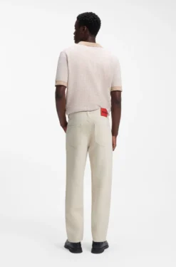 Relaxed-tapered-fit jeans in ecru denim