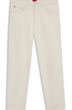 Relaxed-tapered-fit jeans in ecru denim