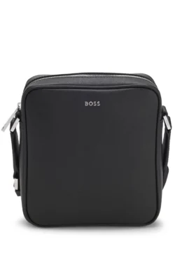 Reporter bag with silver-tone logo lettering