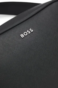 Reporter bag with silver-tone logo lettering