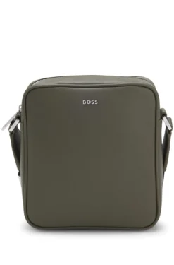 Reporter bag with silver-tone logo lettering