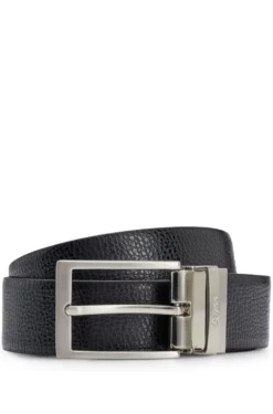 Reversible Italian leather belt with a pin buckle