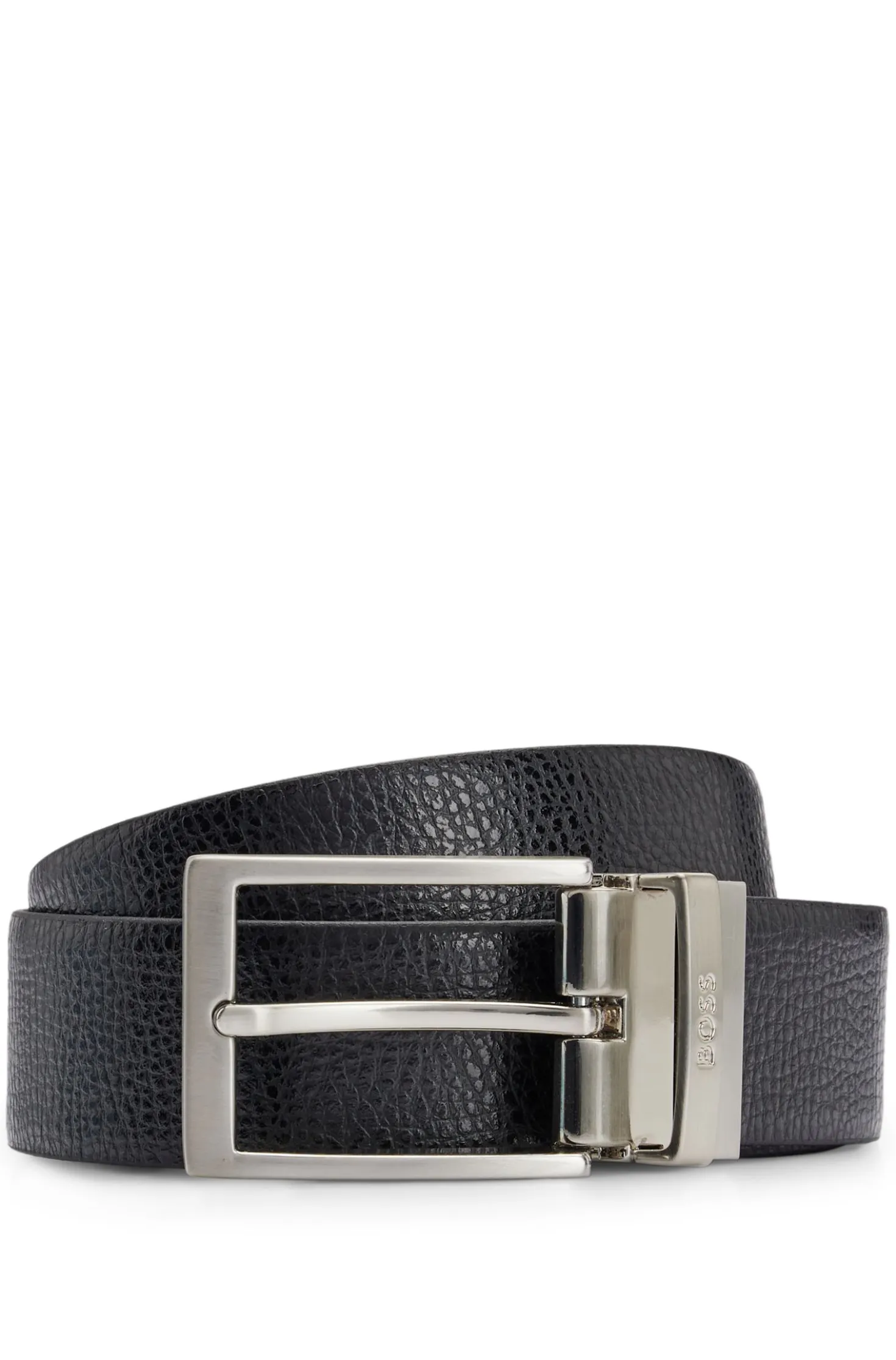 Reversible Italian leather belt with a pin buckle