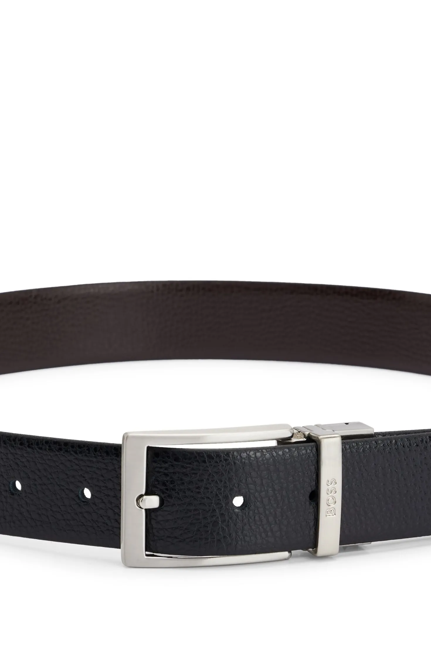 Reversible Italian leather belt with a pin buckle