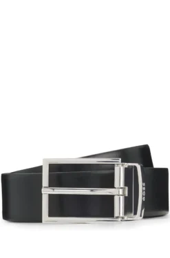 Reversible Italian leather belt with two textures
