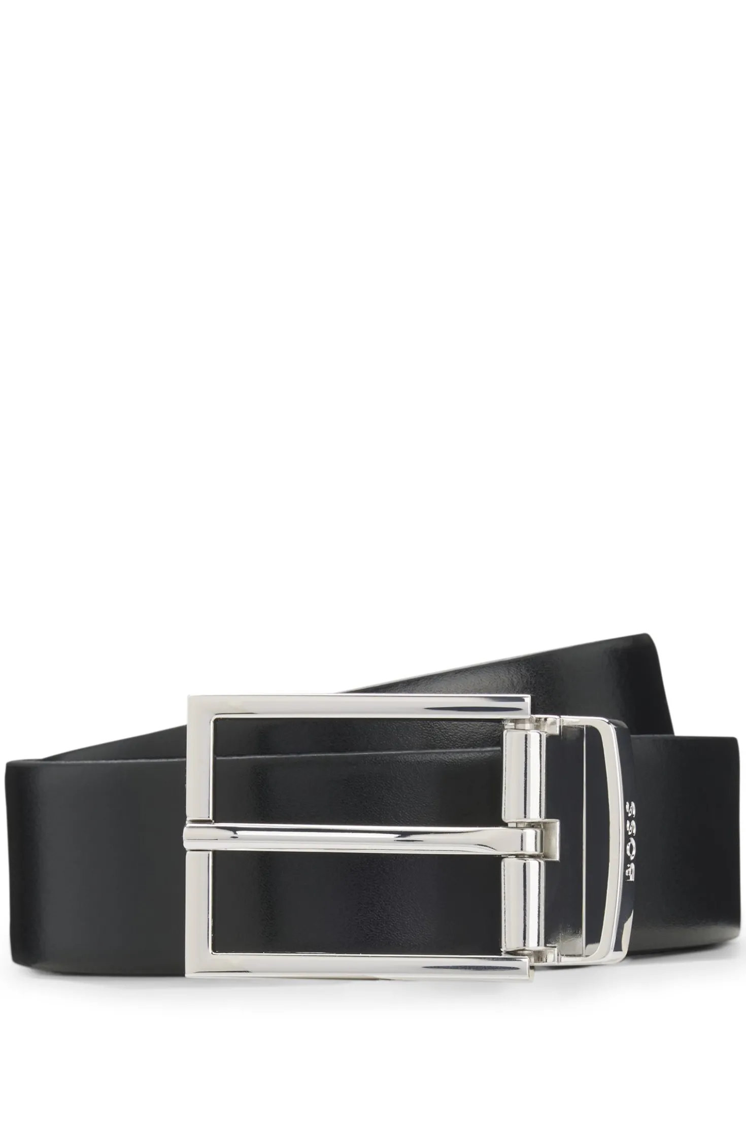 Reversible Italian leather belt with two textures
