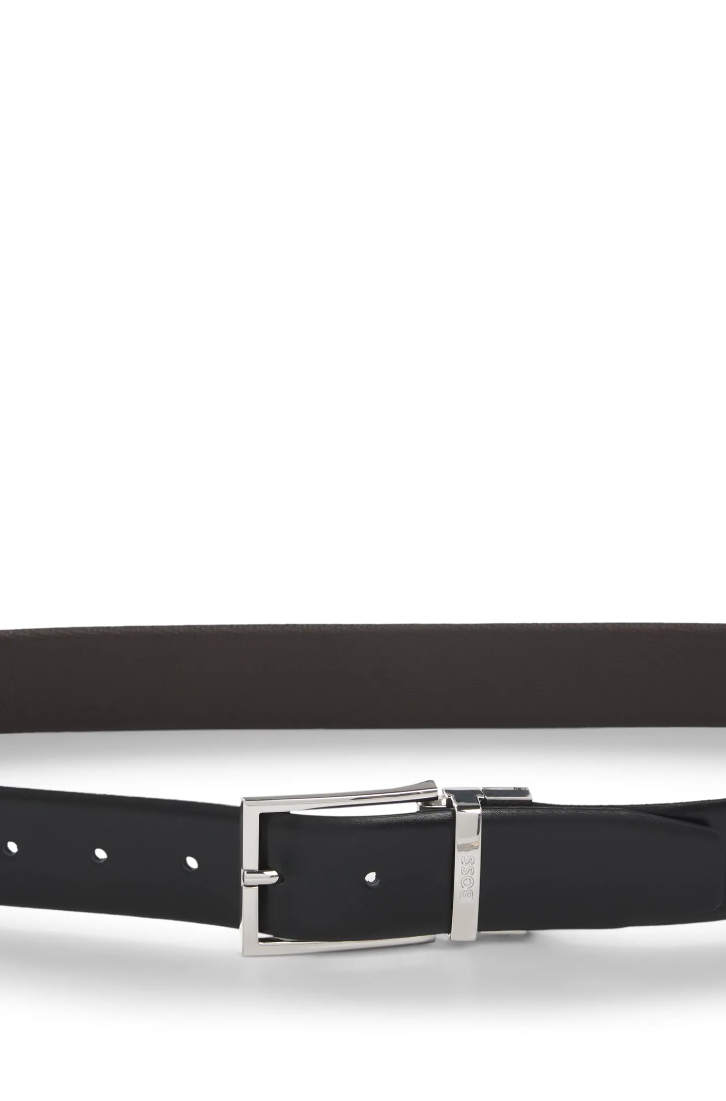 Reversible Italian leather belt with two textures
