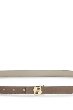 Reversible Italian-leather belt with light gold hardware