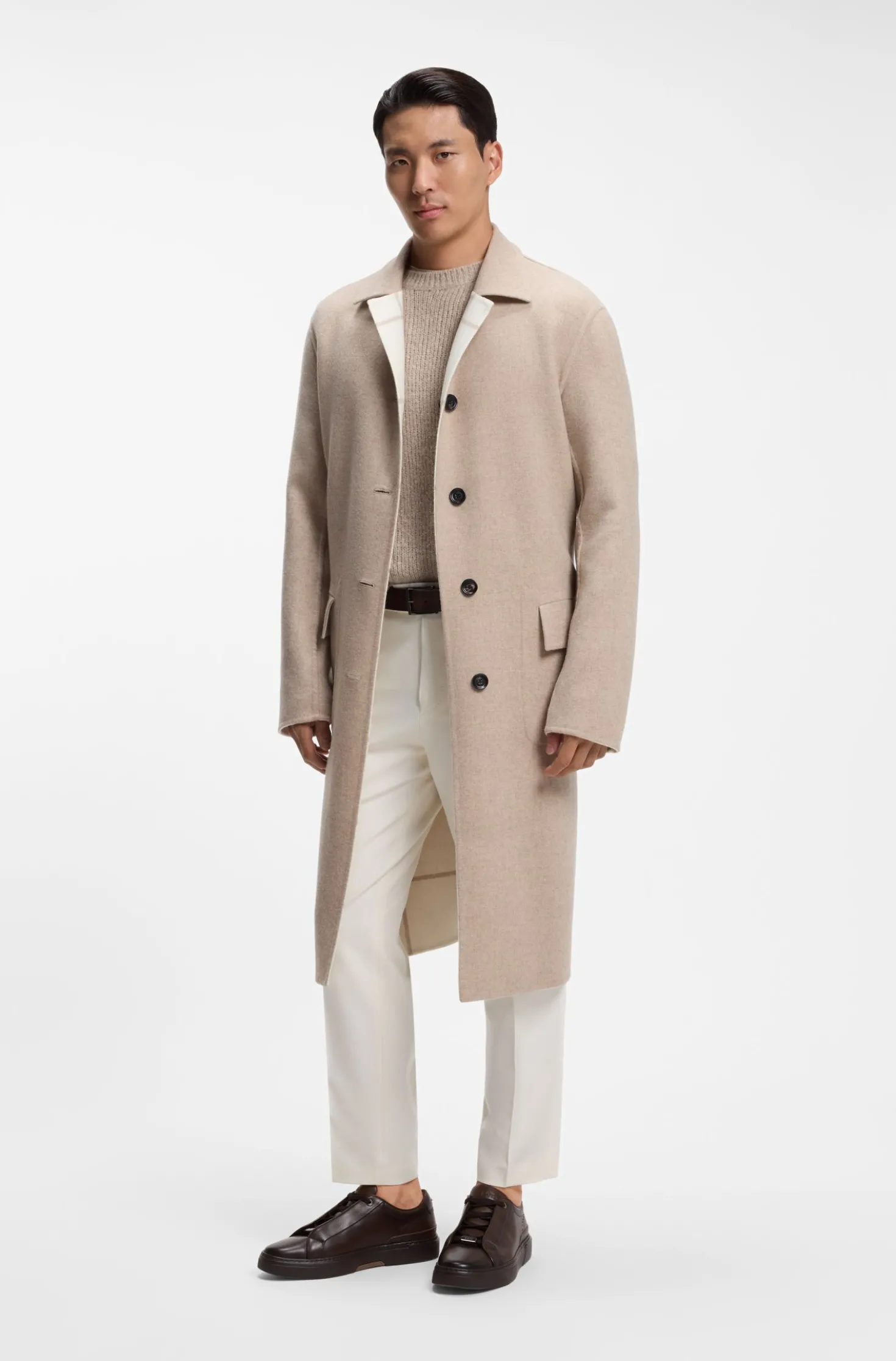 Reversible relaxed-fit coat in virgin wool and cashmere