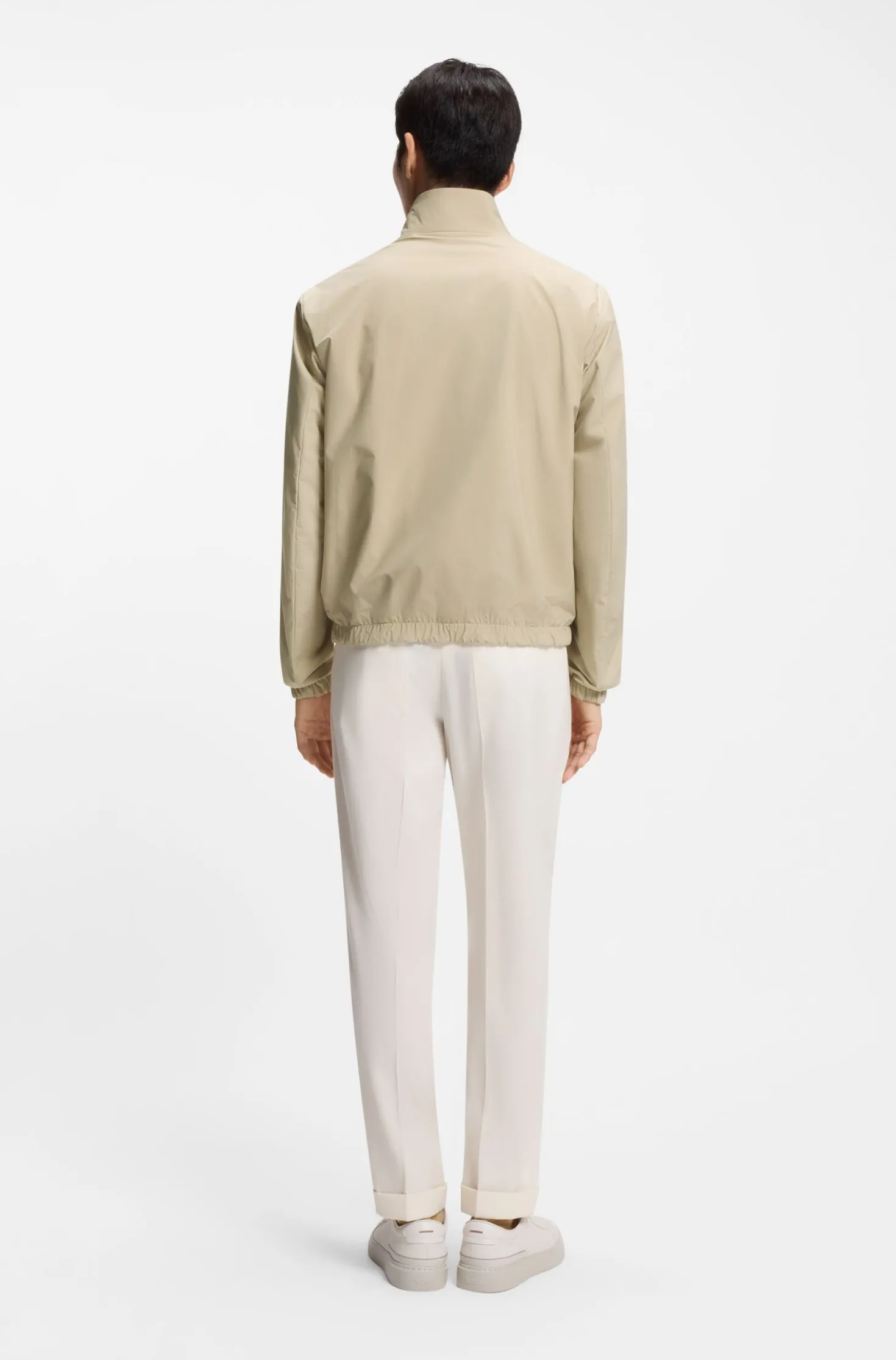 Reversible zip-up jacket in peached fabric