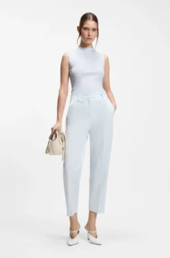 Ribbed-knit top with mock neckline