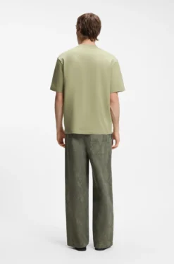Ribbed-neck cotton T-shirt with logo badge
