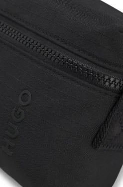 Ripstop crossbody bag with logo lettering