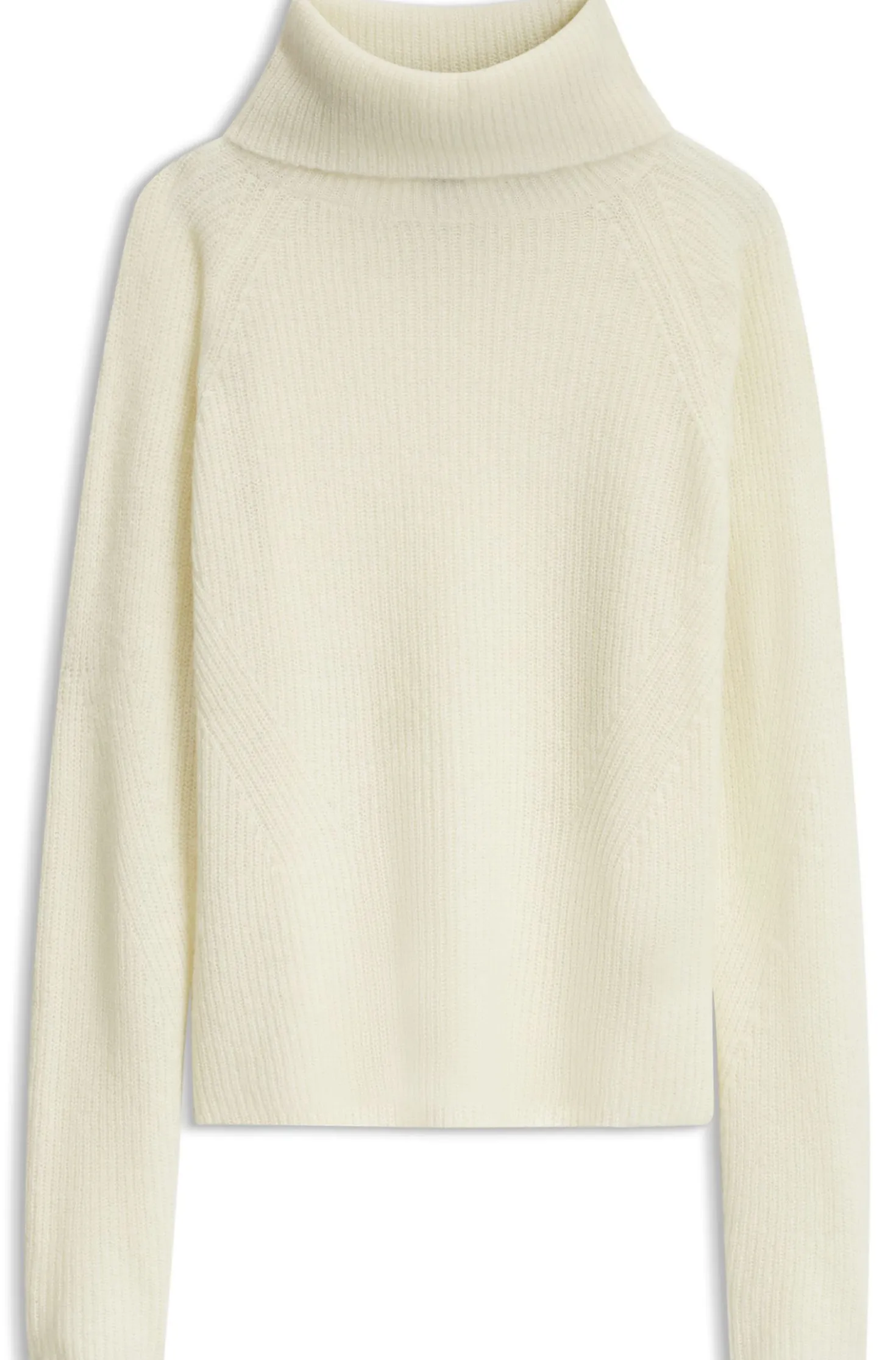 Rollneck sweater with open-knit structure