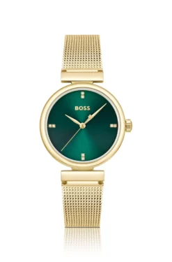 Rosehill gold-tone watch with green dial