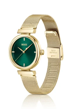 Rosehill gold-tone watch with green dial