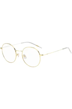 Round gold-tone optical frames with lasered logo