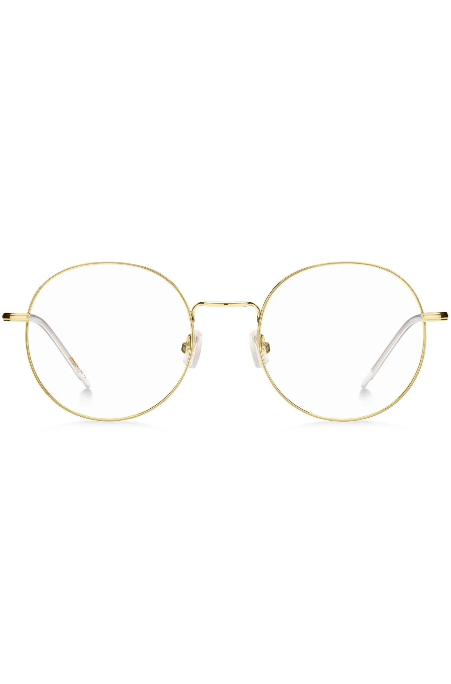 Round gold-tone optical frames with lasered logo