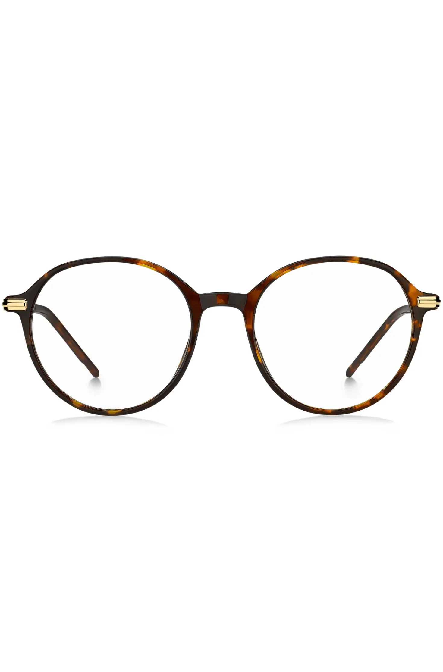 Round Havana-acetate optical frames with gold-tone temples