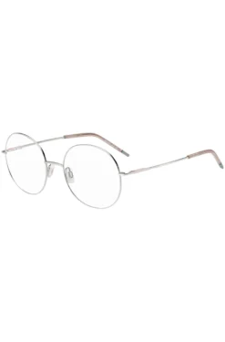 Round optical frames with rose-coloured trims