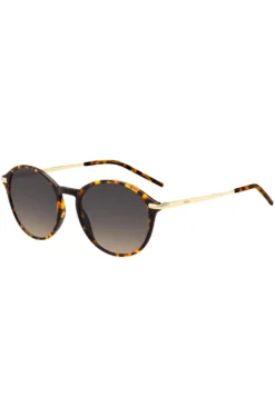 Round sunglasses in Havana acetate with gold-tone temples