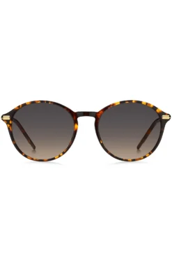 Round sunglasses in Havana acetate with gold-tone temples