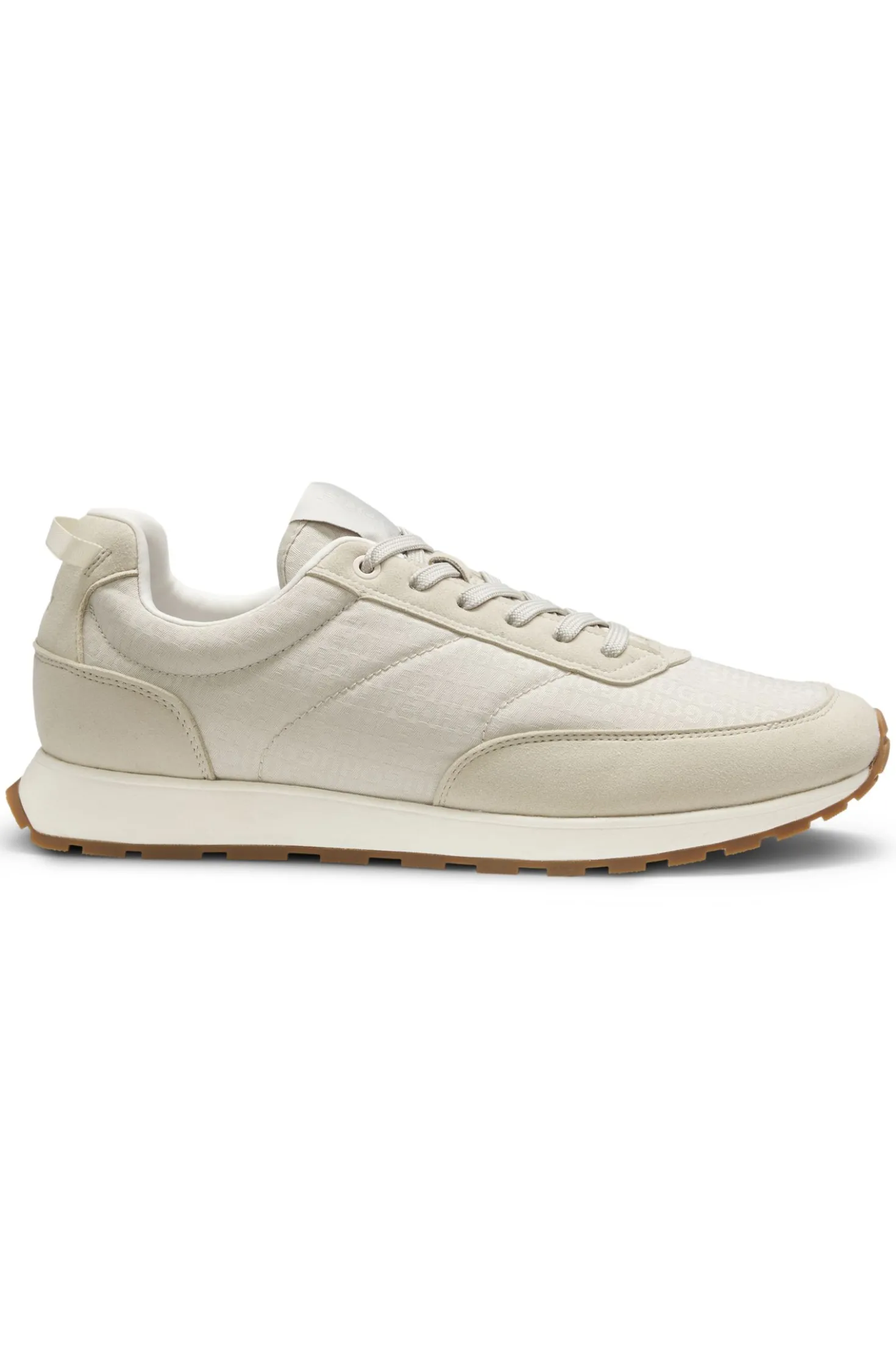 Running-inspired trainers with monogram-jacquard uppers