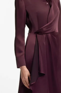 Satin midi dress with drape detail