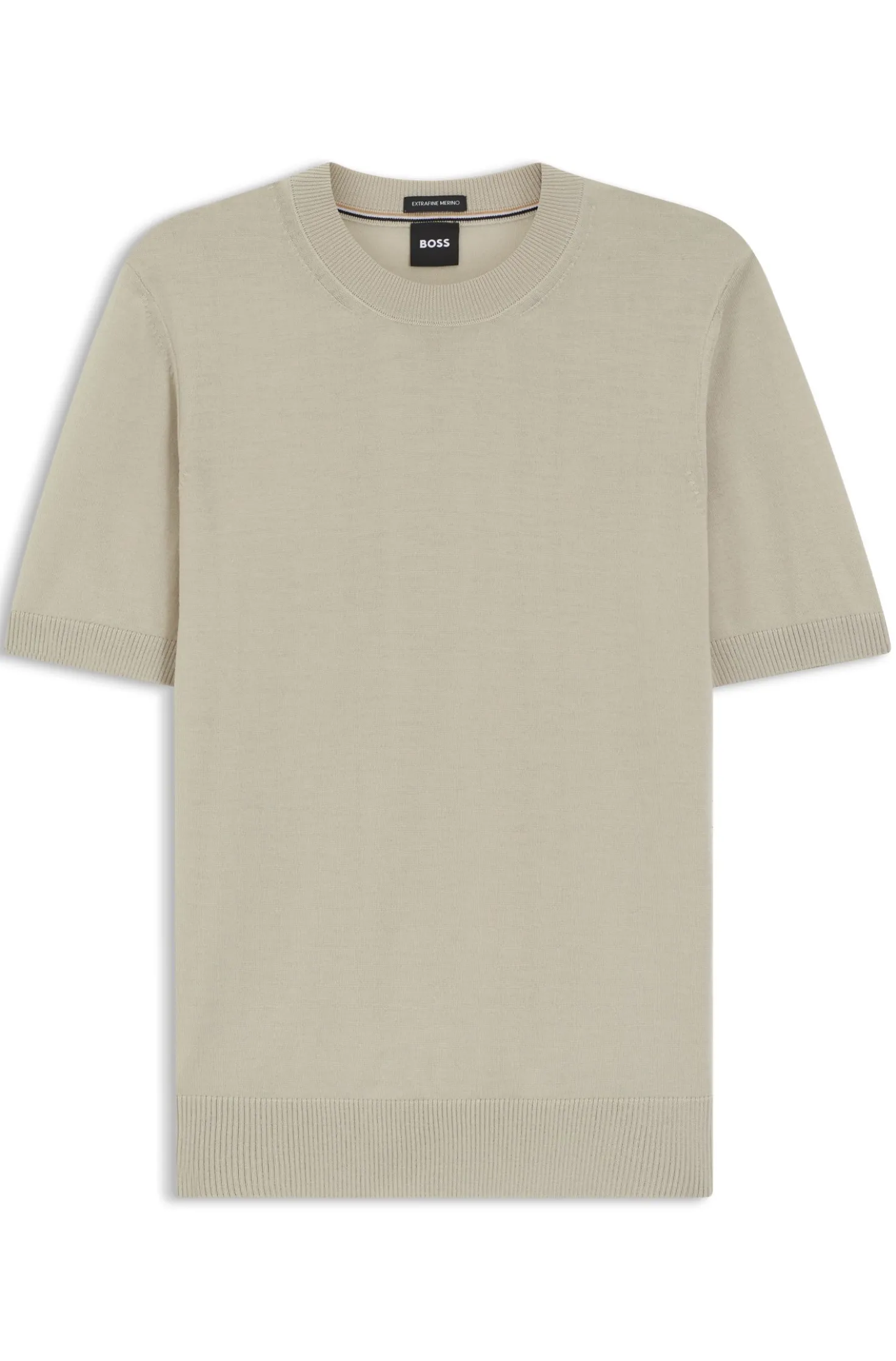 Short-sleeved knit T-shirt in merino wool